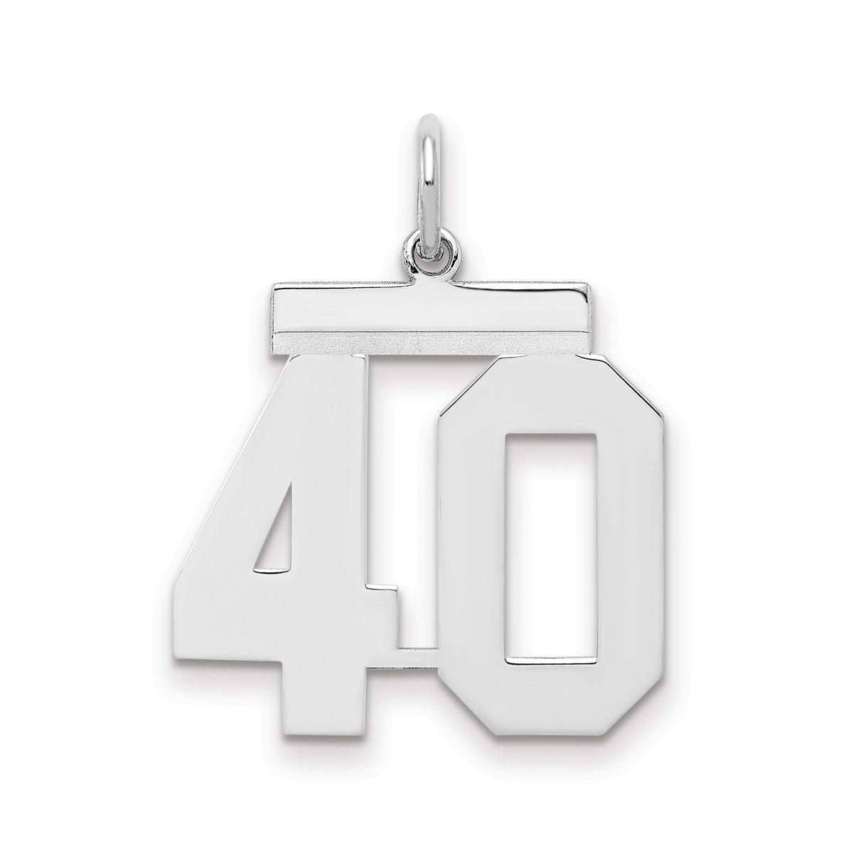 Sterling Silver 40 Pendant, Polished Number Charm for Birthday or Milestone Celebration