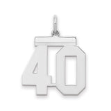 Sterling Silver 40 Pendant, Polished Number Charm for Birthday or Milestone Celebration
