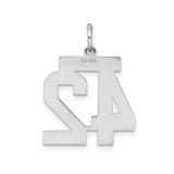 Sterling Silver Number 42 Pendant Charm, Polished Block Style Sports Jewelry for Athletes and Fans