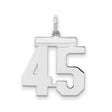 Medium Polished Number 45 Charm Pendant in Real 925 Sterling Silver