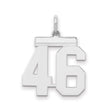 Medium Polished Number 46 Charm Pendant in Real 925 Sterling Silver