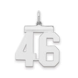 Medium Polished Number 46 Charm Pendant in Real 925 Sterling Silver