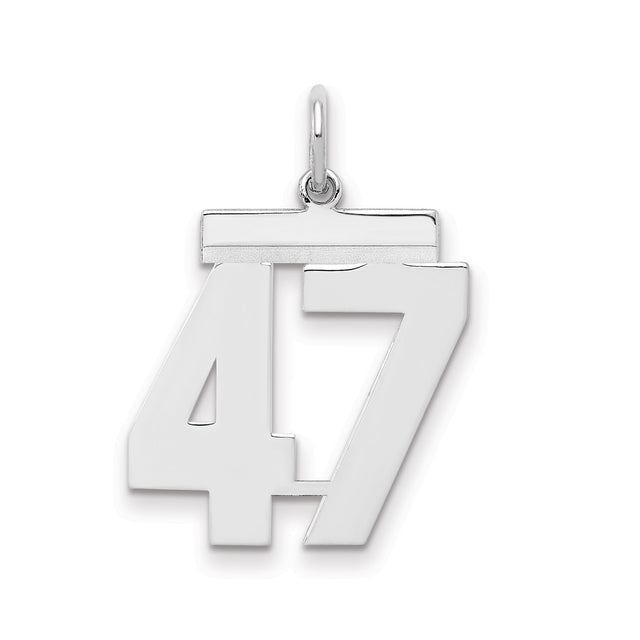 Sterling Silver Number 47 Pendant, Bold Athletic Style Jewelry for Men and Women