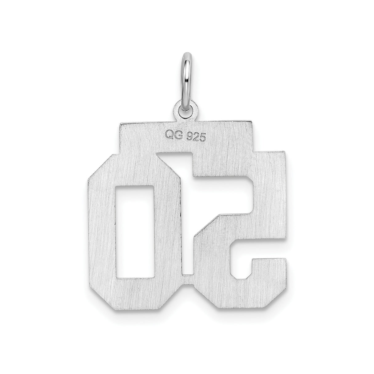 Sterling Silver Number 50 Pendant Charm, Bold Block Varsity Style for Men or Women
