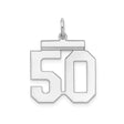 Sterling Silver Number 50 Pendant Charm, Bold Block Varsity Style for Men or Women