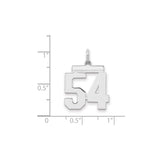 Sterling Silver Number 54 Pendant, Bold Block Digits, Sports Jewelry for Athletes