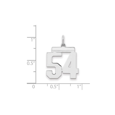Sterling Silver Number 54 Pendant, Bold Block Digits, Sports Jewelry for Athletes