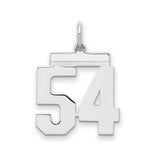 Sterling Silver Number 54 Pendant, Bold Block Digits, Sports Jewelry for Athletes