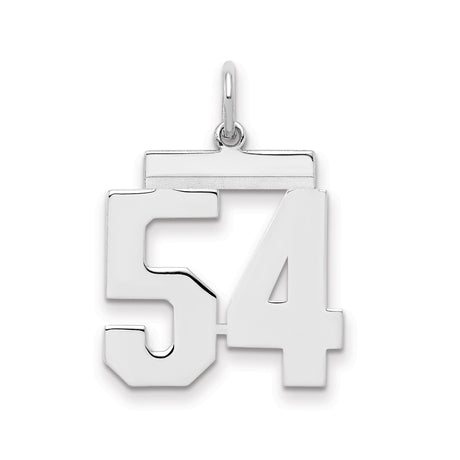 Sterling Silver Number 54 Pendant, Bold Block Digits, Sports Jewelry for Athletes