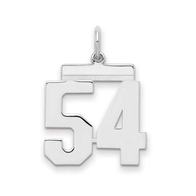 Sterling Silver Number 54 Pendant, Bold Block Digits, Sports Jewelry for Athletes