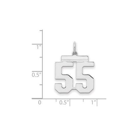 Sterling Silver Number 55 Pendant, Bold Jersey Style Sports Charm for Men or Unisex Wear