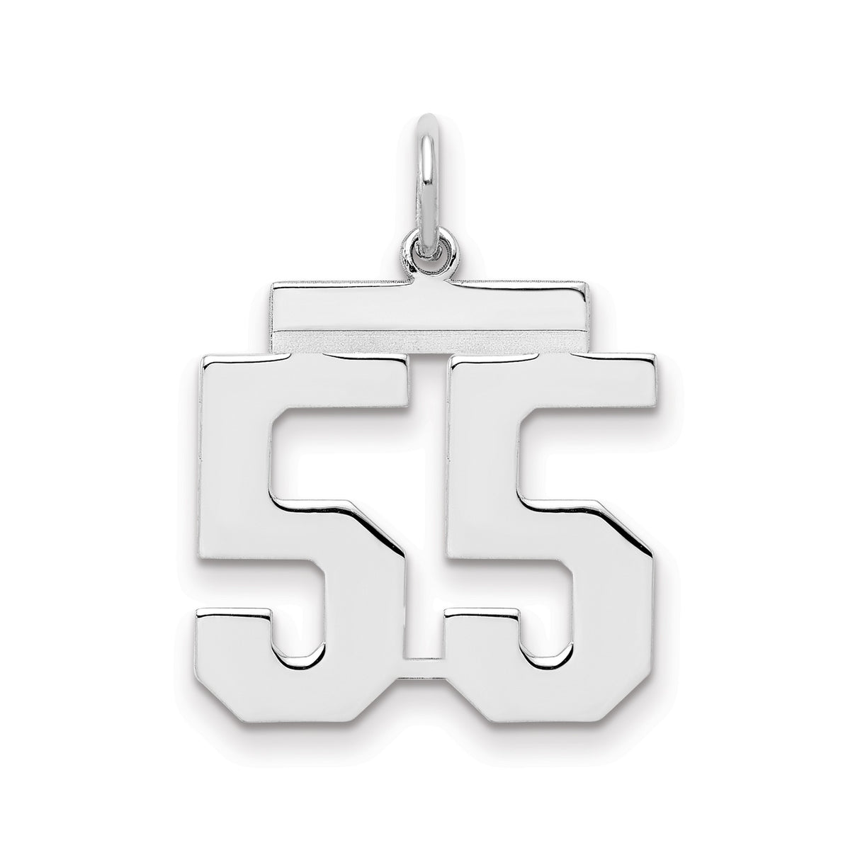 Sterling Silver Number 55 Pendant, Bold Jersey Style Sports Charm for Men or Unisex Wear