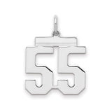 Sterling Silver Number 55 Pendant, Bold Jersey Style Sports Charm for Men or Unisex Wear