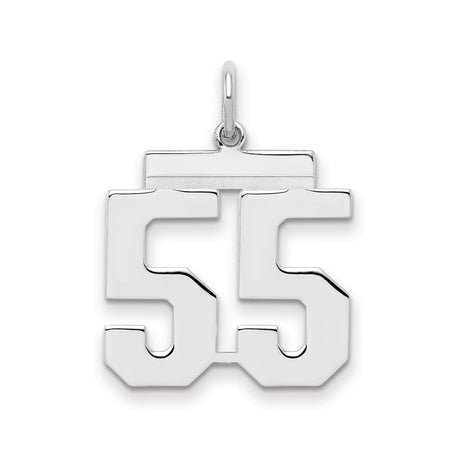 Sterling Silver Number 55 Pendant, Bold Jersey Style Sports Charm for Men or Unisex Wear