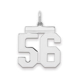 Medium Polished Number 56 Charm Pendant in Real 925 Sterling Silver