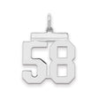 Sterling Silver Number 58 Pendant, Bold Block Font Sports Charm for Athletes and Fans