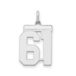 Sterling Silver Number 61 Pendant, Bold Block Font Jersey Number Charm for Sports Fans