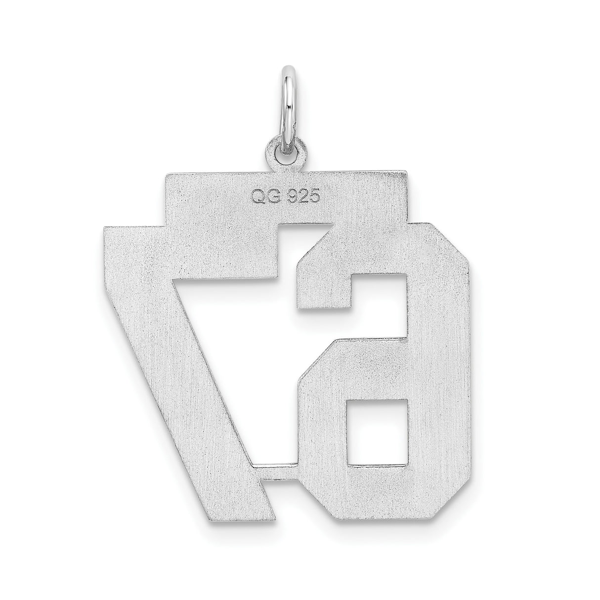 Medium Polished Number 67 Charm Pendant in Real 925 Sterling Silver