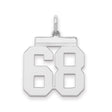 Medium Polished Number 68 Charm Pendant in Real 925 Sterling Silver