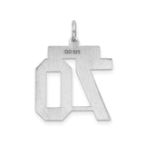 Medium Polished Number 70 Charm Pendant in Real 925 Sterling Silver