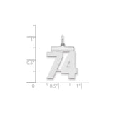 Sterling Silver Number 74 Pendant, Bold Numeric Charm, Unisex Modern Milestone Jewelry