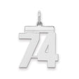 Sterling Silver Number 74 Pendant, Bold Numeric Charm, Unisex Modern Milestone Jewelry