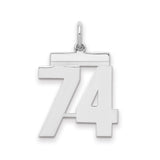Sterling Silver Number 74 Pendant, Bold Numeric Charm, Unisex Modern Milestone Jewelry