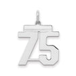 Medium Polished Number 75 Charm Pendant in Real 925 Sterling Silver