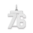 Medium Polished Number 76 Charm Pendant in Real 925 Sterling Silver