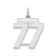 Medium Polished Number 77 Charm Pendant in Real 925 Sterling Silver
