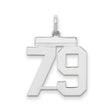 Medium Polished Number 79 Charm Pendant in Real 925 Sterling Silver