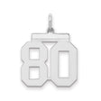 Medium Polished Number 80 Charm Pendant in Real 925 Sterling Silver