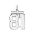 Sterling Silver Number 81 Pendant, Block Style Sports Charm for Men or Women