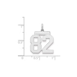 Sterling Silver Number 82 Pendant, Bold Athletic Font Sports Jewelry for Men or Women