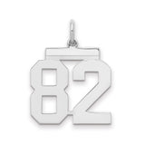 Sterling Silver Number 82 Pendant, Bold Athletic Font Sports Jewelry for Men or Women