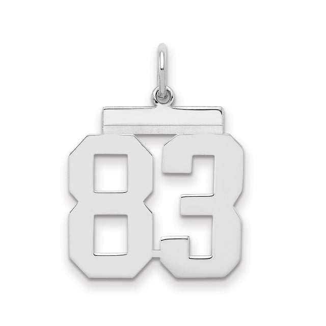 Medium Polished Number 83 Charm Pendant in Real 925 Sterling Silver