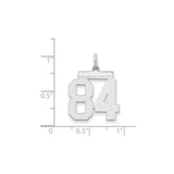 Medium Polished Number 84 Charm Pendant in Real 925 Sterling Silver