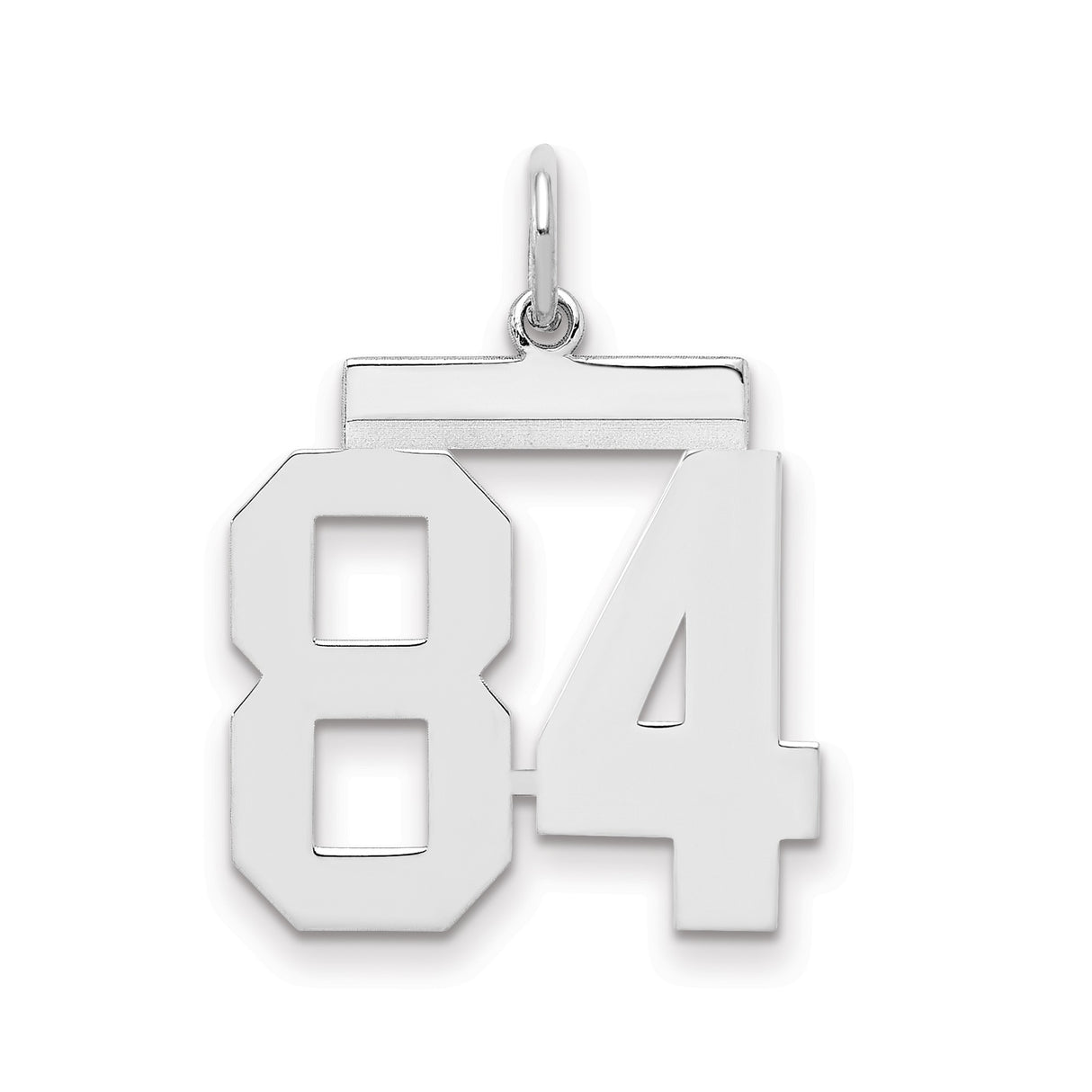 Medium Polished Number 84 Charm Pendant in Real 925 Sterling Silver