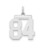 Medium Polished Number 84 Charm Pendant in Real 925 Sterling Silver