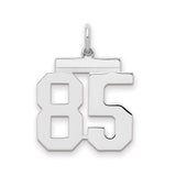 Medium Polished Number 85 Charm Pendant in Real 925 Sterling Silver