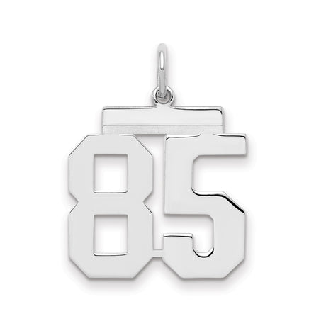 Medium Polished Number 85 Charm Pendant in Real 925 Sterling Silver