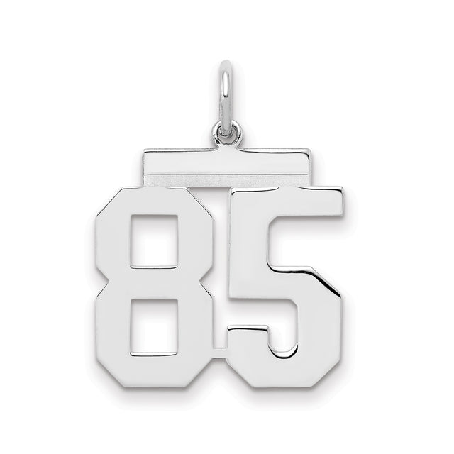 Medium Polished Number 85 Charm Pendant in Real 925 Sterling Silver