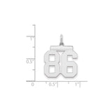 Medium Polished Number 86 Charm Pendant in Real 925 Sterling Silver