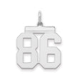 Medium Polished Number 86 Charm Pendant in Real 925 Sterling Silver