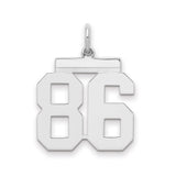 Medium Polished Number 86 Charm Pendant in Real 925 Sterling Silver