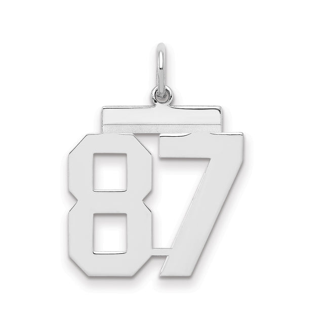 Sterling Silver Number 87 Pendant, Bold Sports Jewelry for Men or Unisex Wear