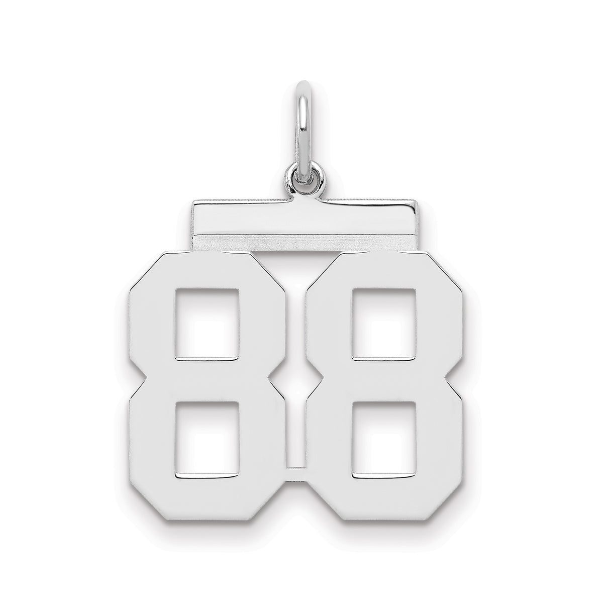 Medium Polished Number 88 Charm Pendant in Real 925 Sterling Silver