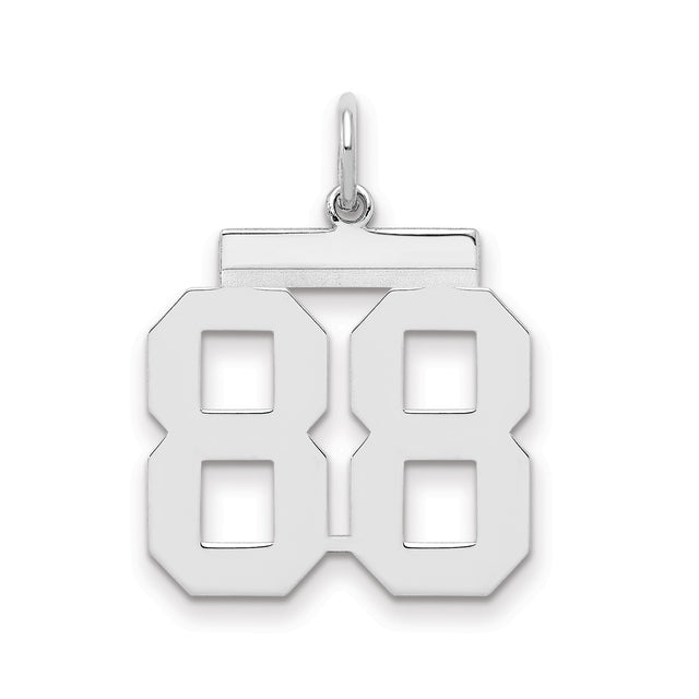 Medium Polished Number 88 Charm Pendant in Real 925 Sterling Silver