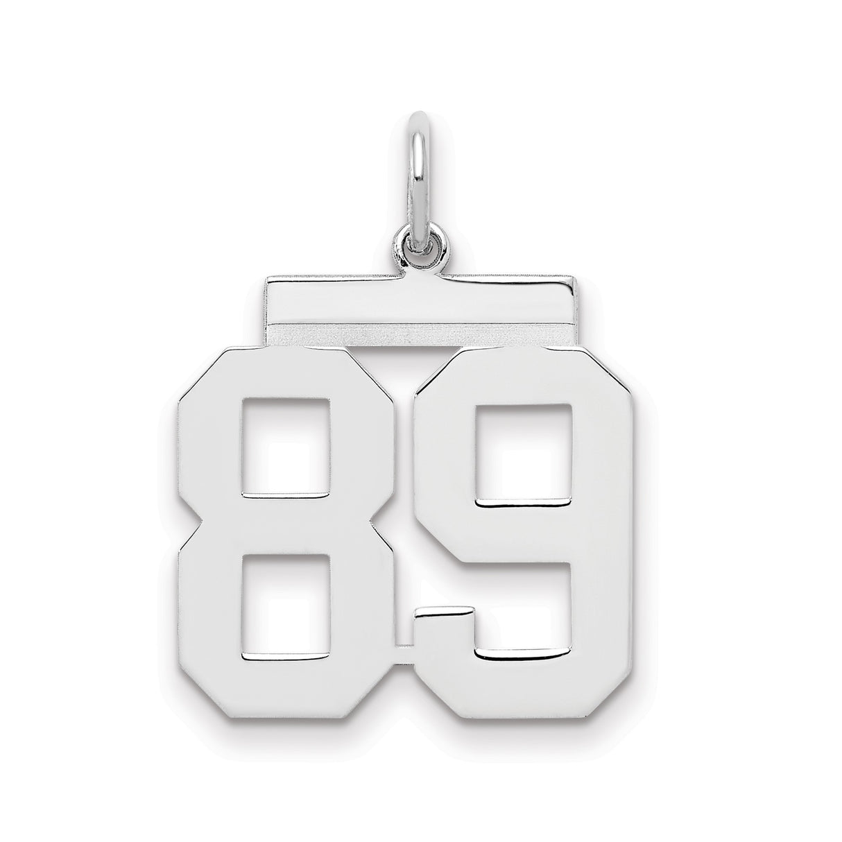 Sterling Silver Number 89 Pendant, Bold Block Numerals, Sports Jersey Style Charm