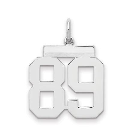 Sterling Silver Number 89 Pendant, Bold Block Numerals, Sports Jersey Style Charm
